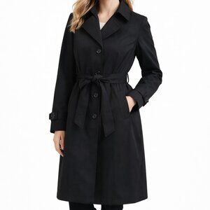 London Fog Towne Collection Black Trench Coat M – Belted Classic